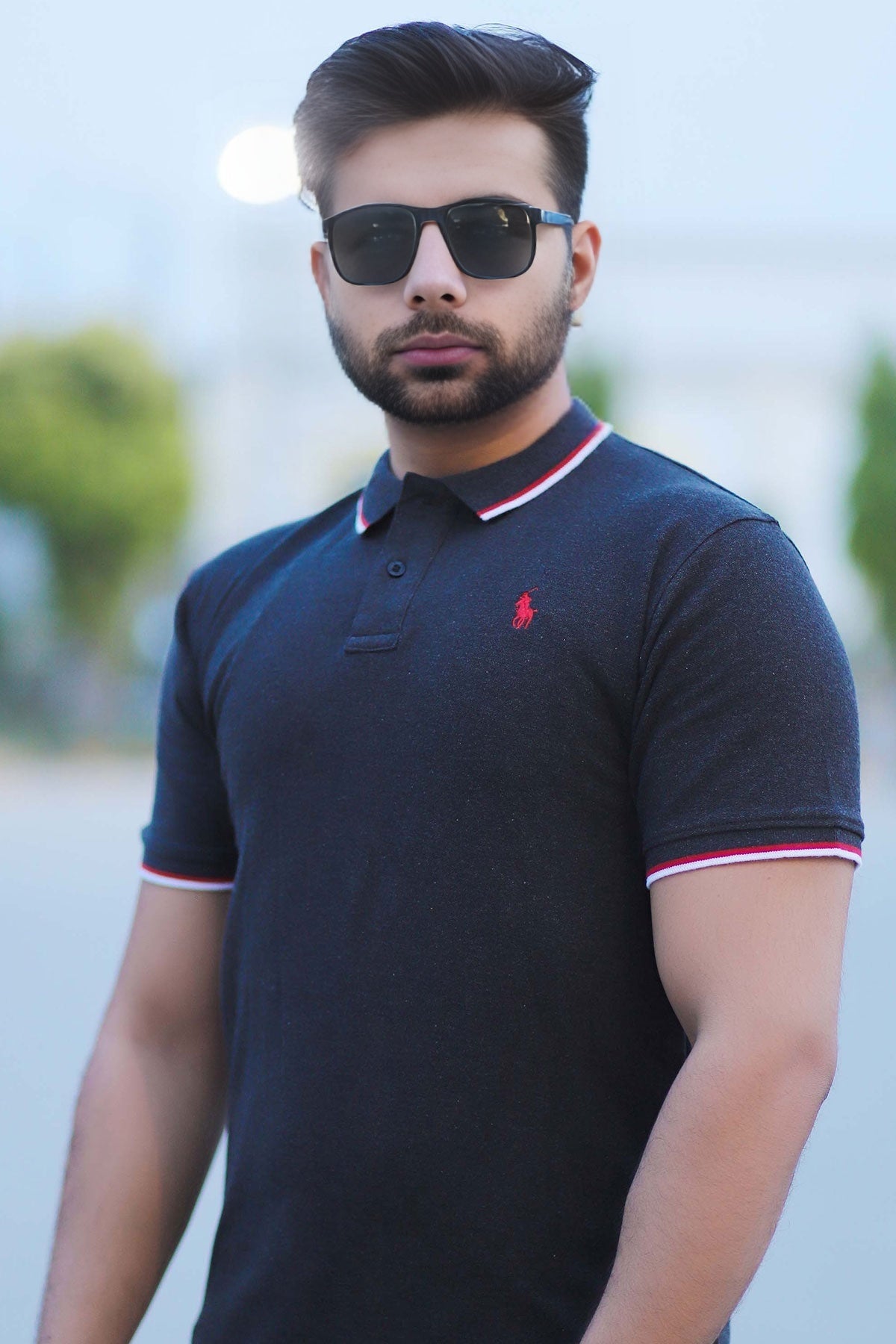Imported Charcoal Grey EMB Logo Polo Shirt