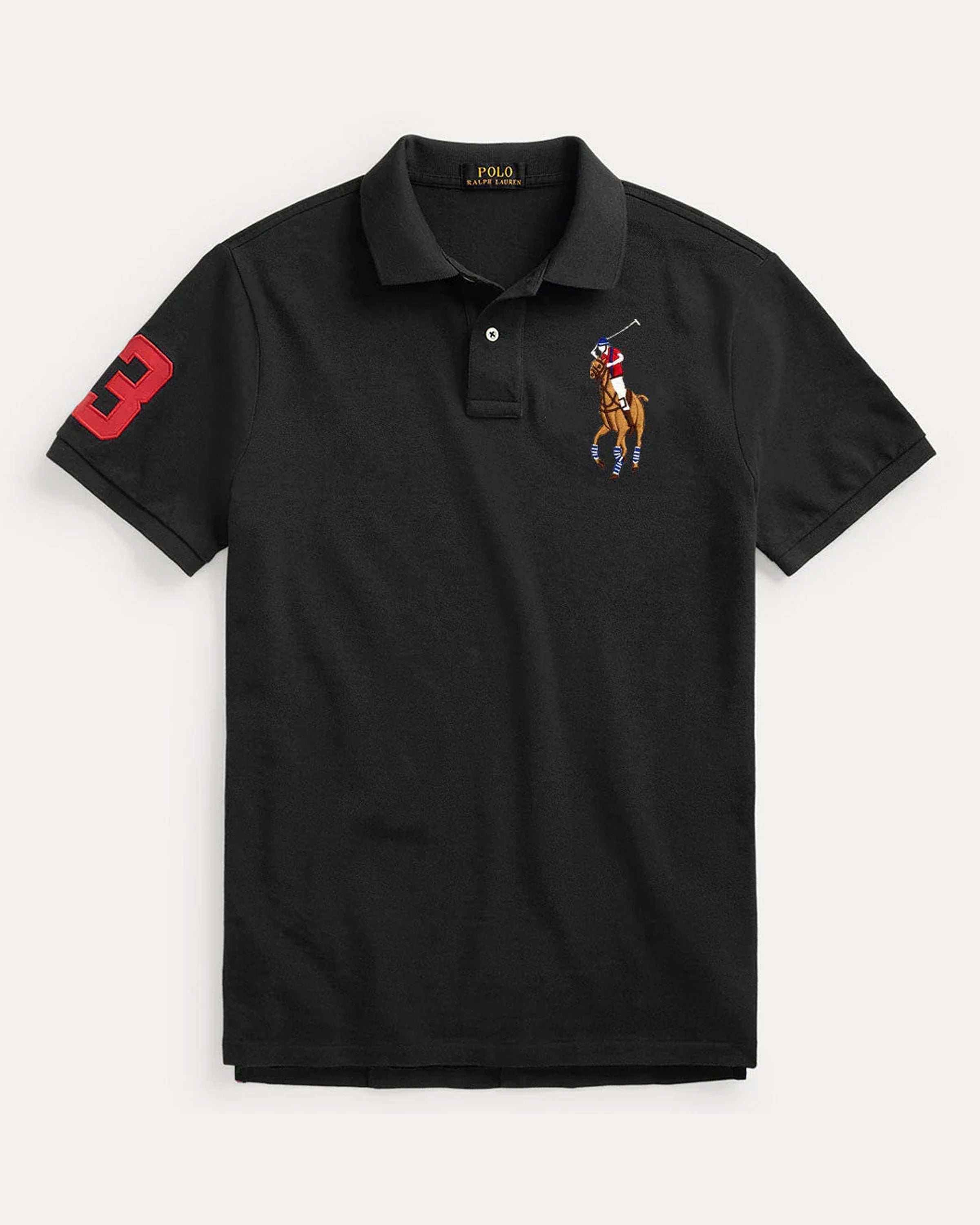 Branded Black Polo T-Shirt Pique Fabric