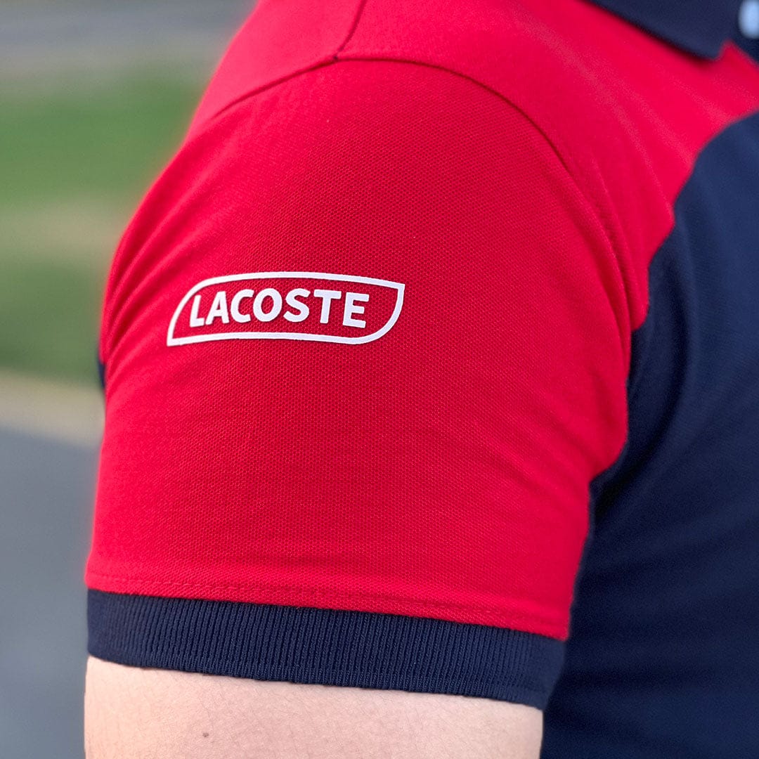 LC Shoulder Panel Contrast Sleeves Navy/Red Polo T-Shirt