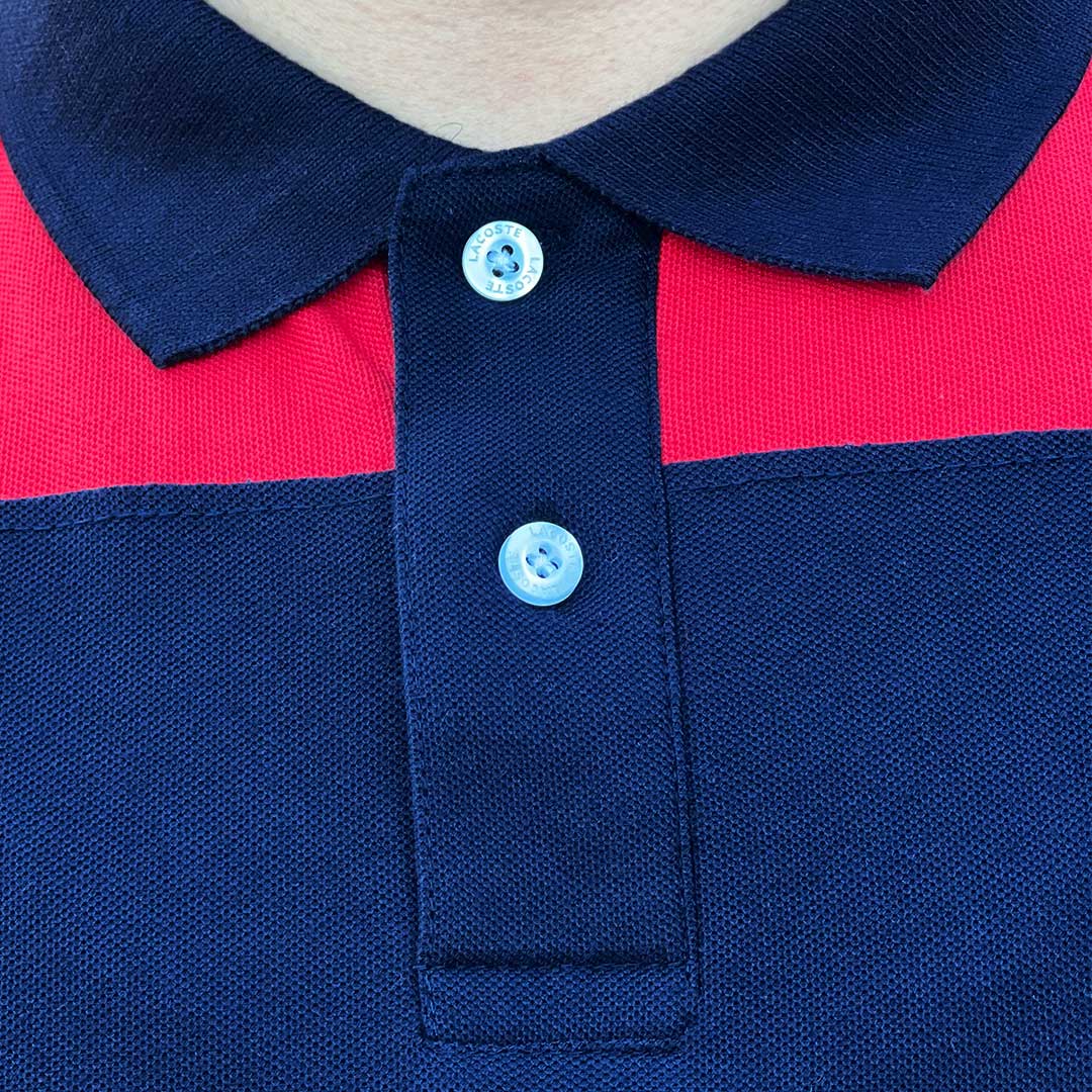 LC Shoulder Panel Contrast Sleeves Navy/Red Polo T-Shirt
