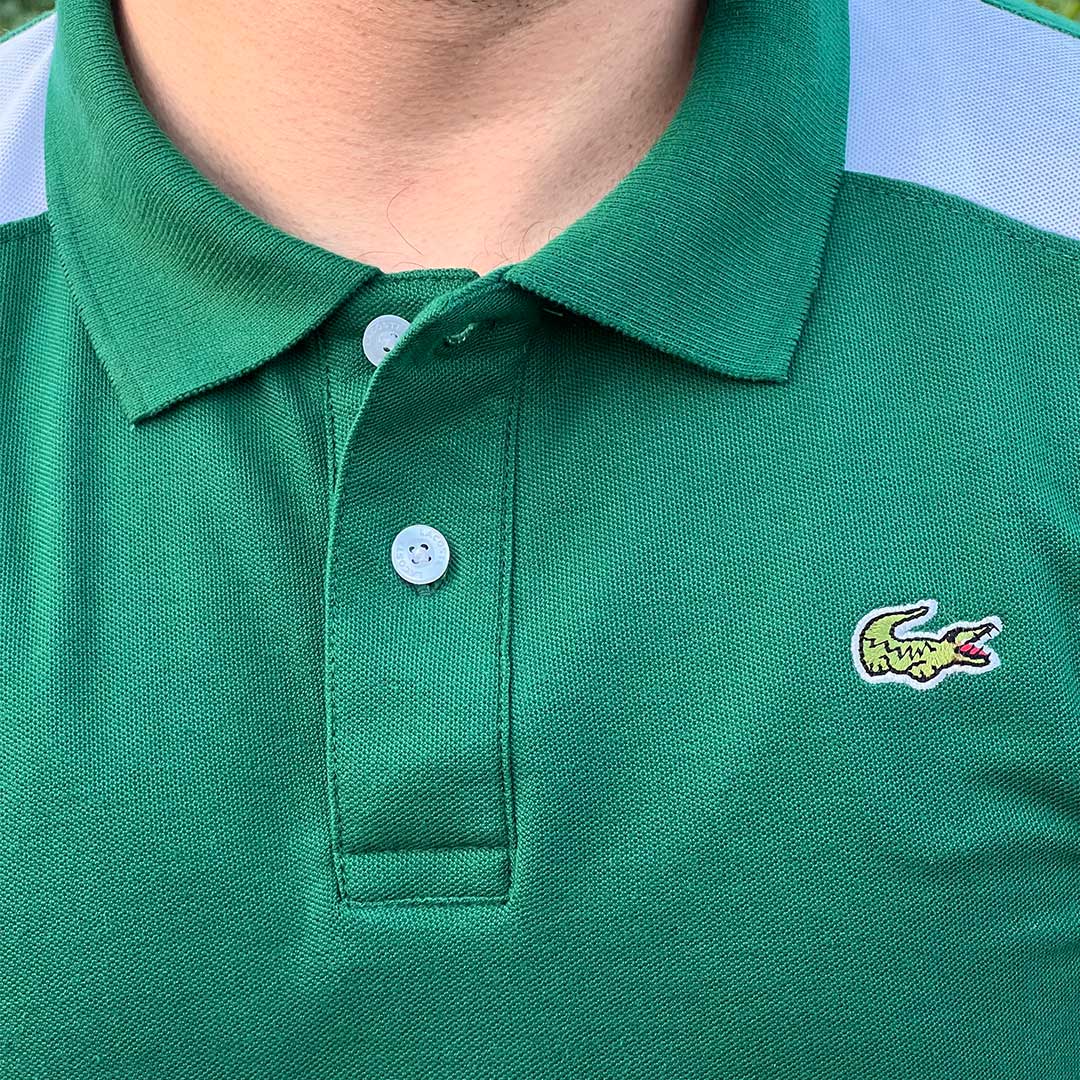 LC Shoulder Panel Contrast Sleeves Green/Navy Polo T-Shirt