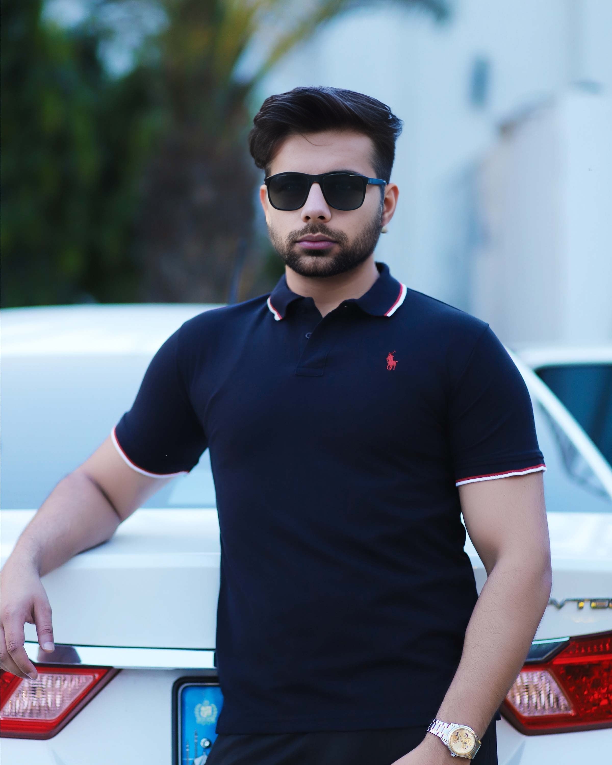 Imported Navy Blue EMB Logo Polo Shirt